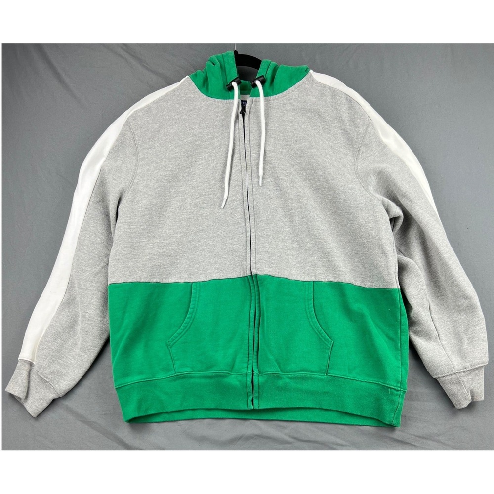 Arizona Jean Co Hoodie Mens XXL Colorblock Grey Green White Full Zip Good